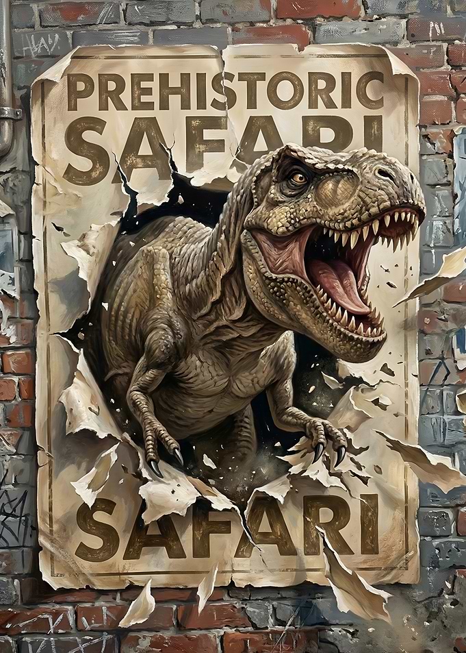 T-Rex Rips Through Prehistoric Safari Poster