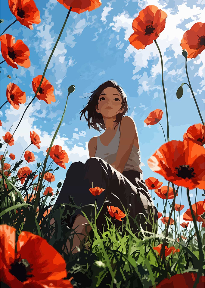 Girl in Poppy Field