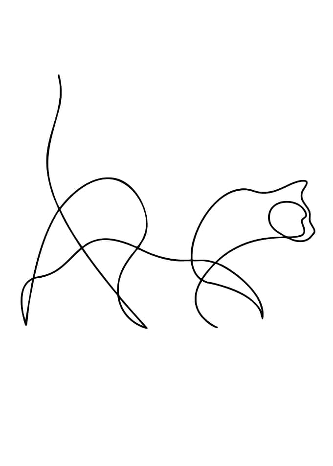 Minimalist Cat Line Art