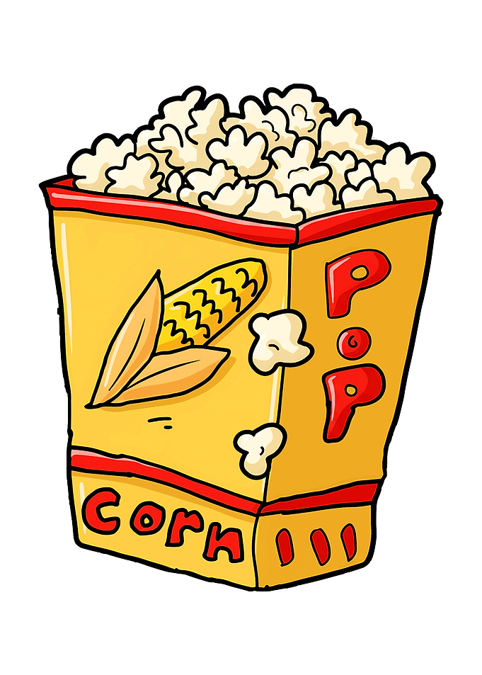 Popcorn Box with Corn and Pop Text