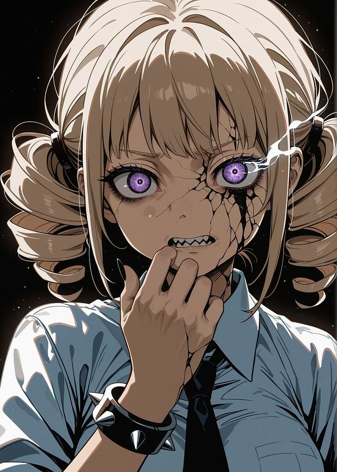 Disturbed Anime Girl with Cracked Face