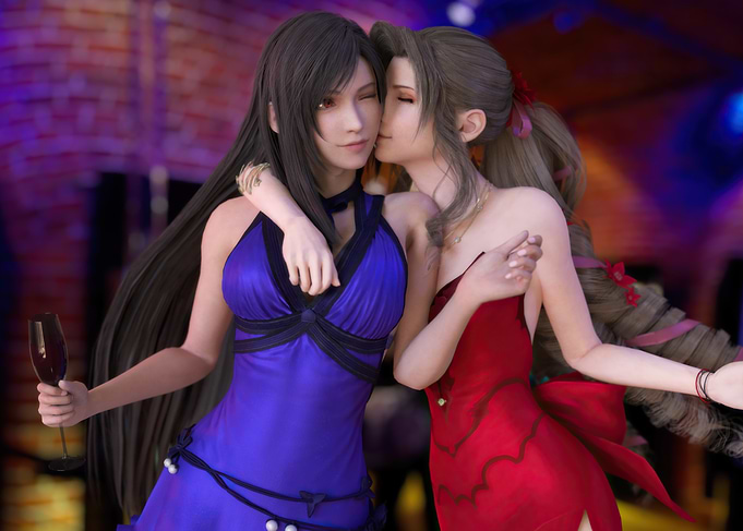 Tifa and Aerith in Evening Gowns