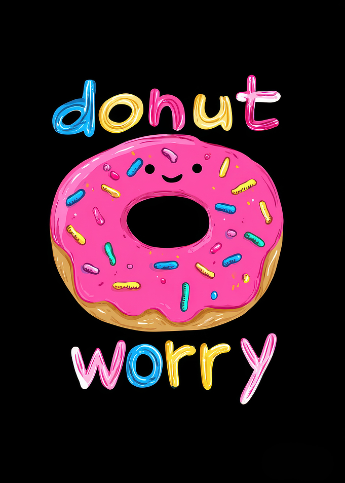 Donut Worry Cute Donut Illustration