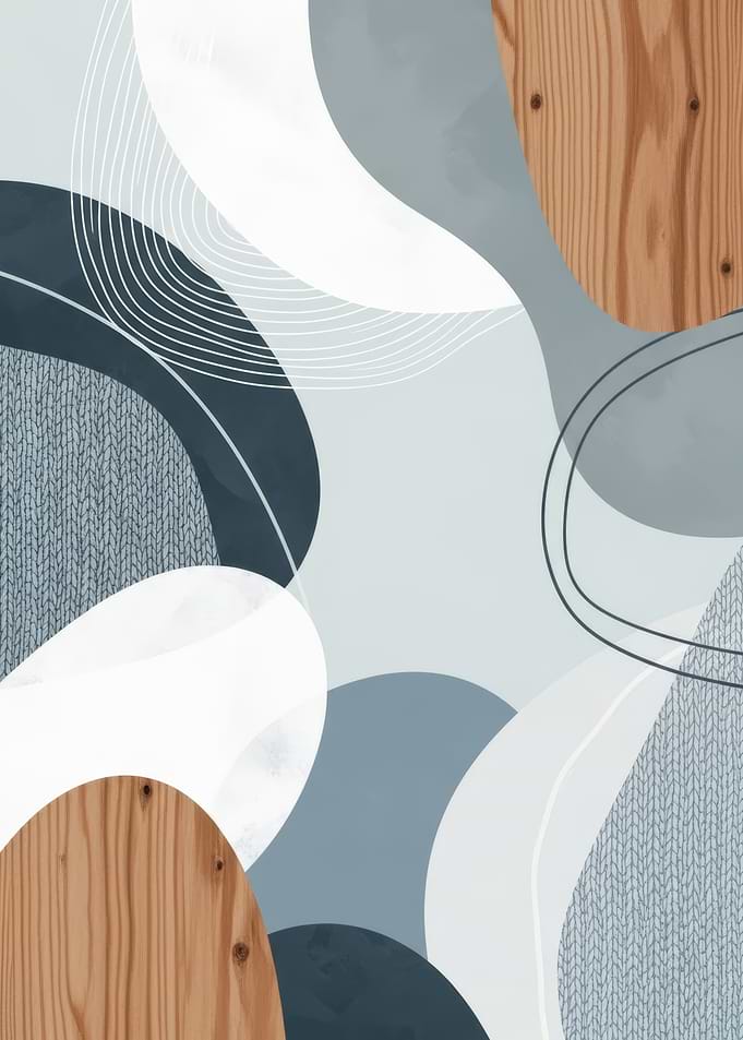 Abstract Organic Shapes with Wood and Knit Textures