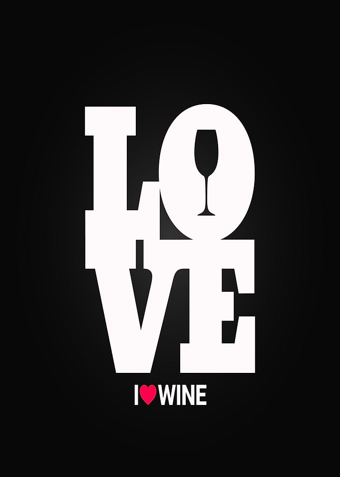 I Love Wine Text Art