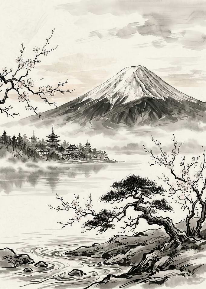 Mount Fuji with Cherry Blossoms