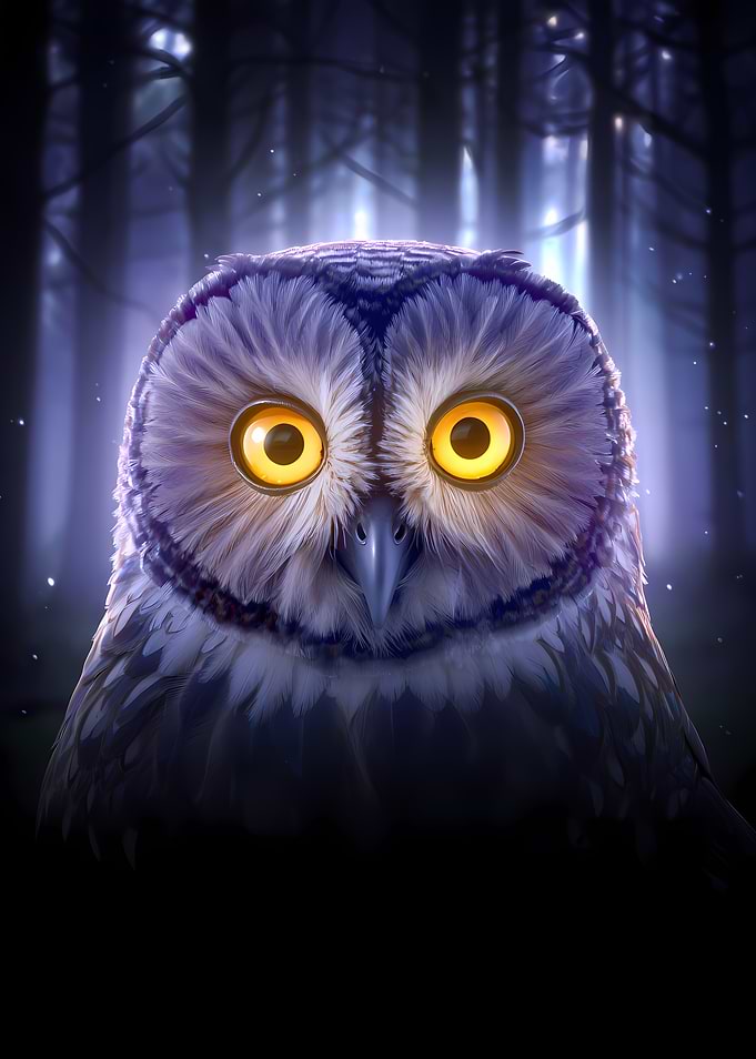 Mystical Owl in a Dark Forest