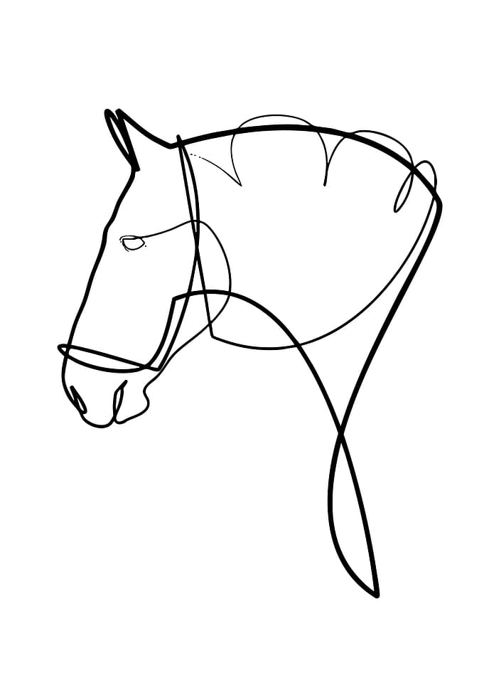 Minimalist Horse Head Line Art