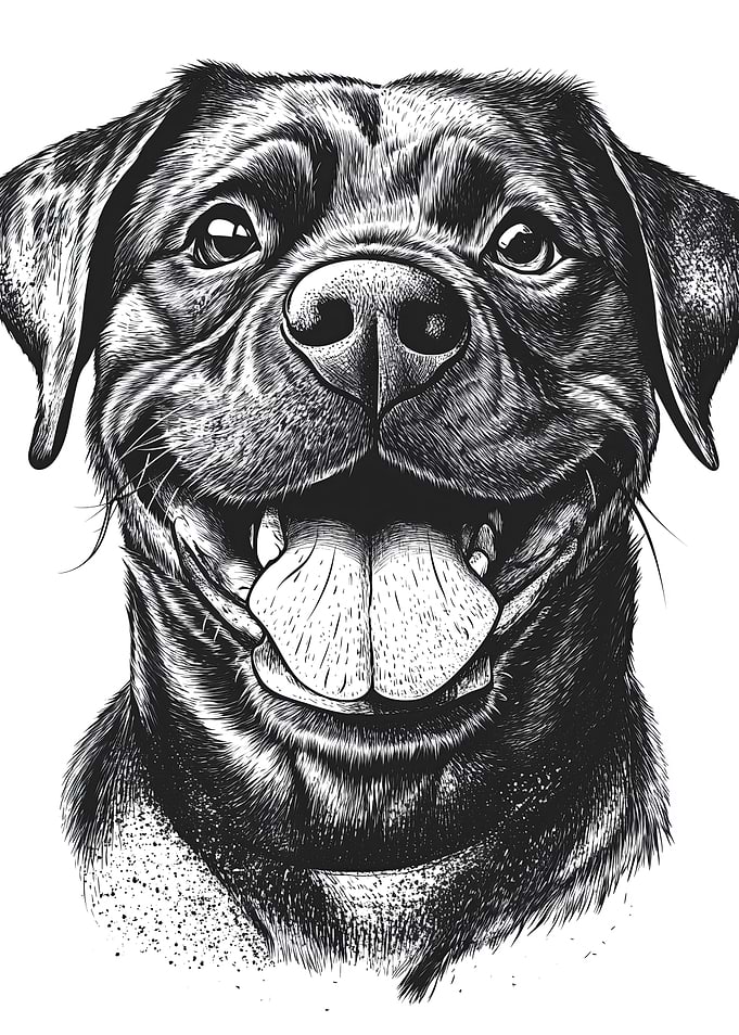 Happy Rottweiler Dog Portrait