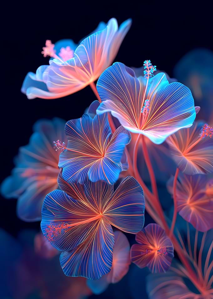 Luminous Hibiscus Flowers