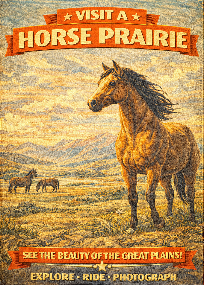 Visit a Horse Prairie Vintage Poster