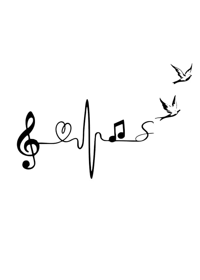 Music Heartbeat Tattoo Design