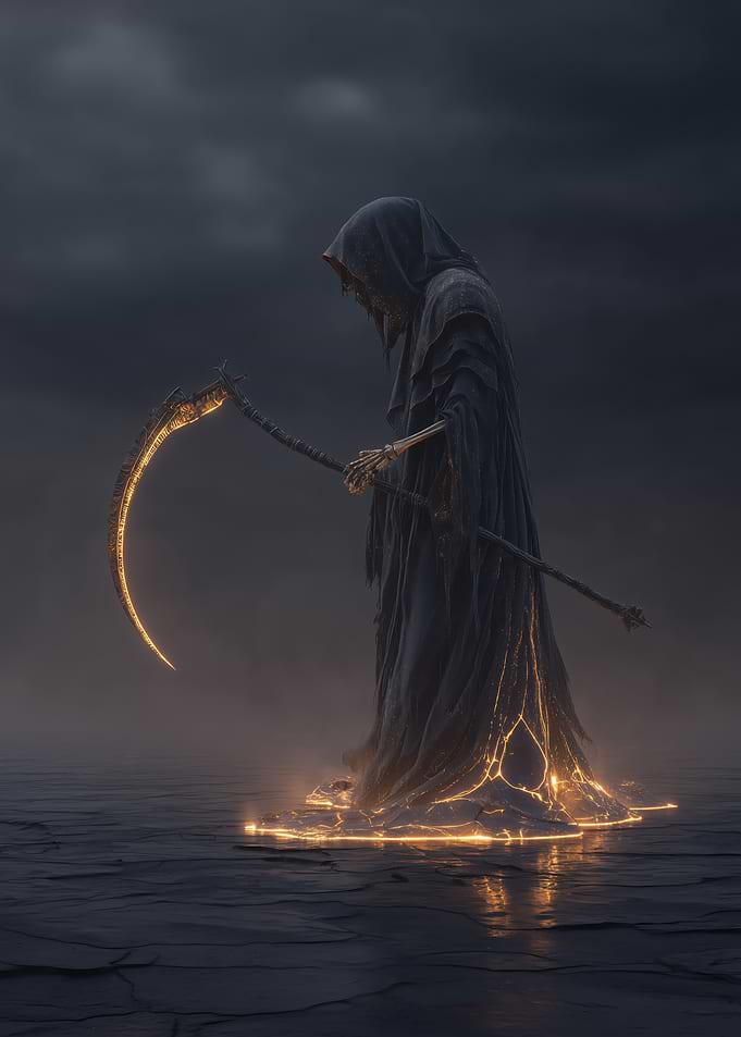 Grim Reaper with Glowing Scythe