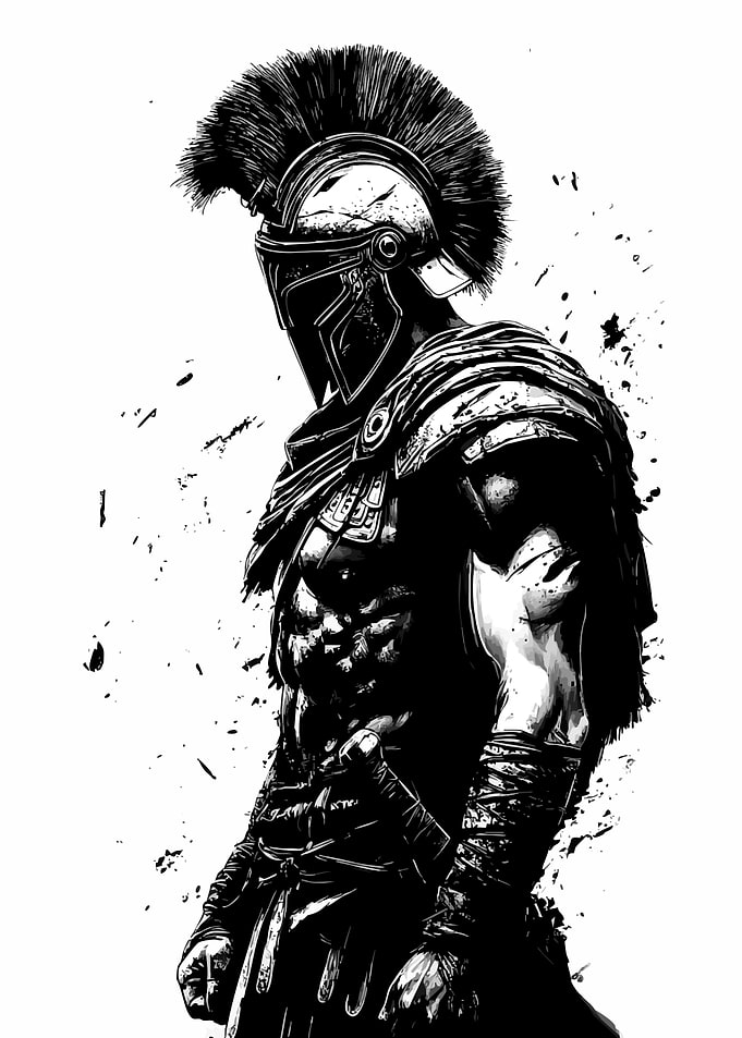 Spartan Warrior in Black and White
