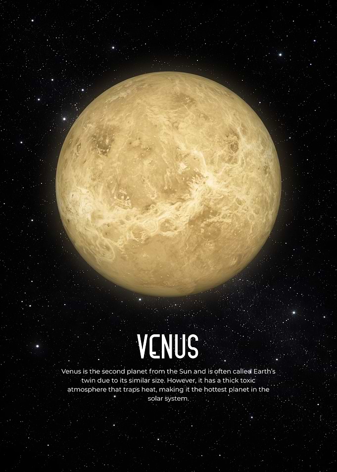 Venus Golden Planet Minimalist Space Poster