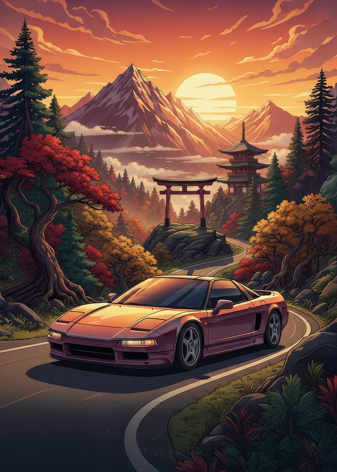 Sports Car on a Mountain Road