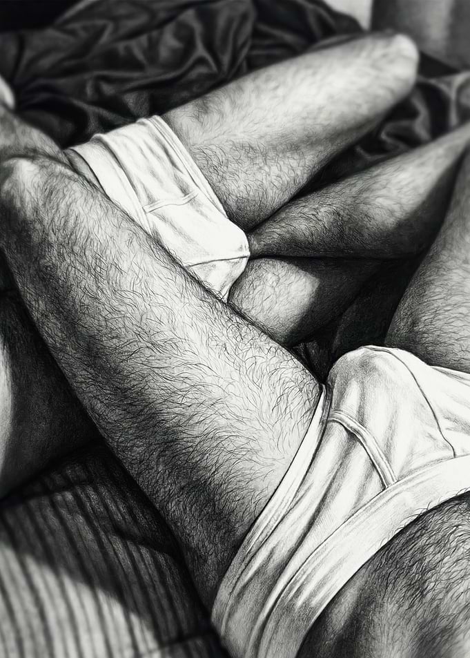 Intimate Male Couple Legs Drawing