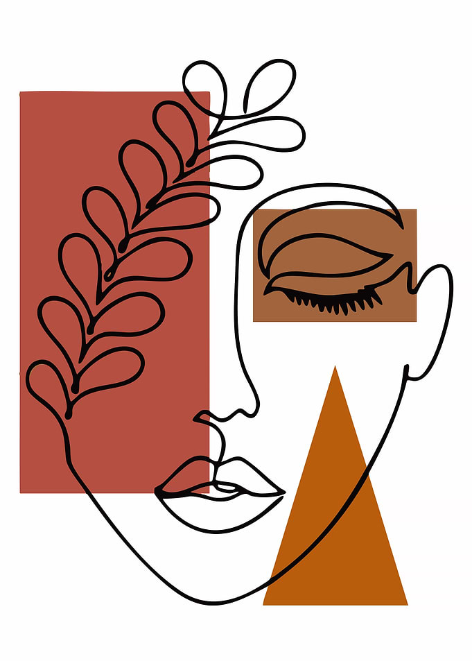 Abstract Face with Floral Element