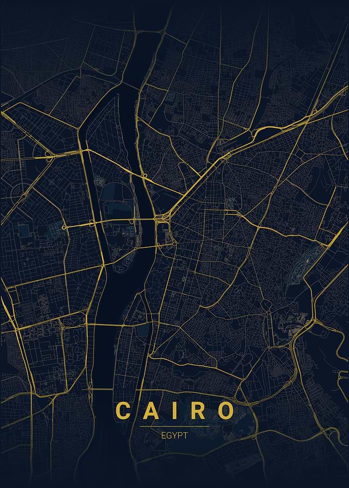 Cairo Egypt Map Art