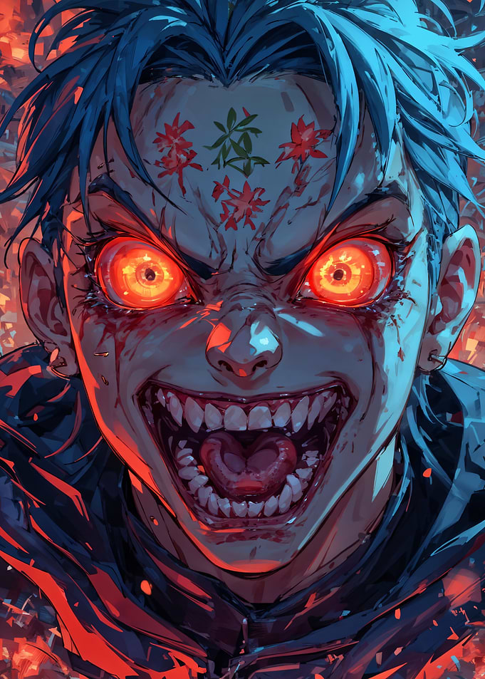 Demonic Character with Glowing Eyes