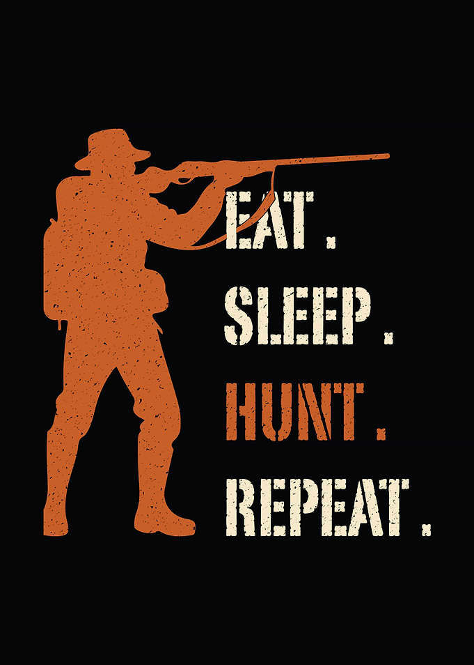 Deer hunting decor - 'Eat Sleep Hunt Repeat' hunter wall art for cabin and lodge