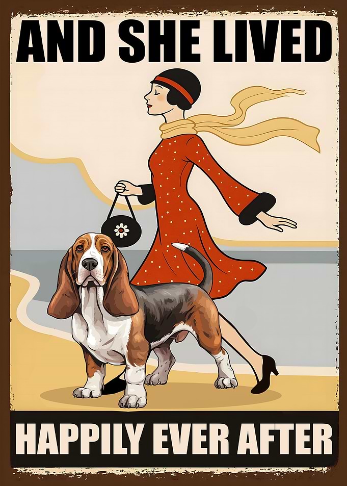 Woman and Basset Hound