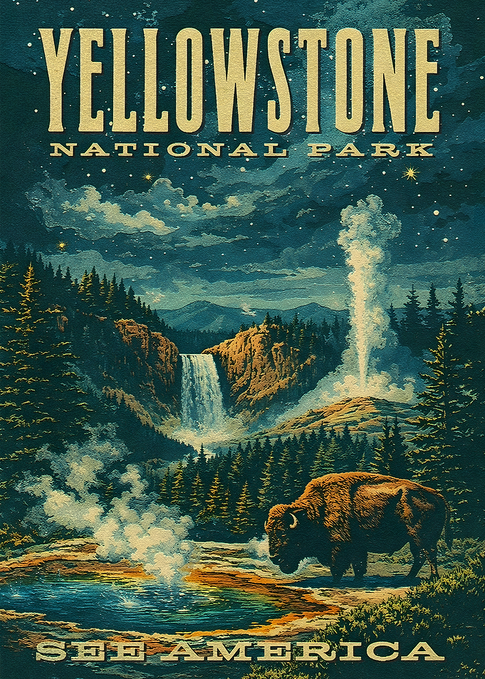 Yellowstone National Park Vintage Poster