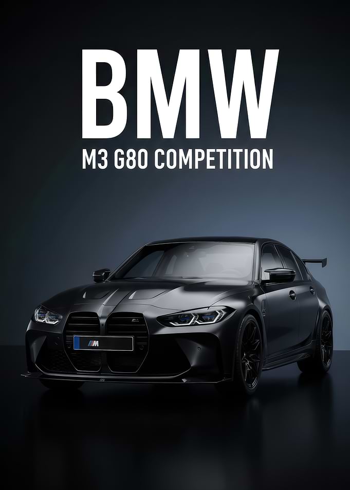 black BMW M3 G80 Competition poster