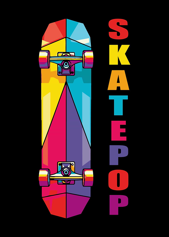 Colorful Skateboard with Text