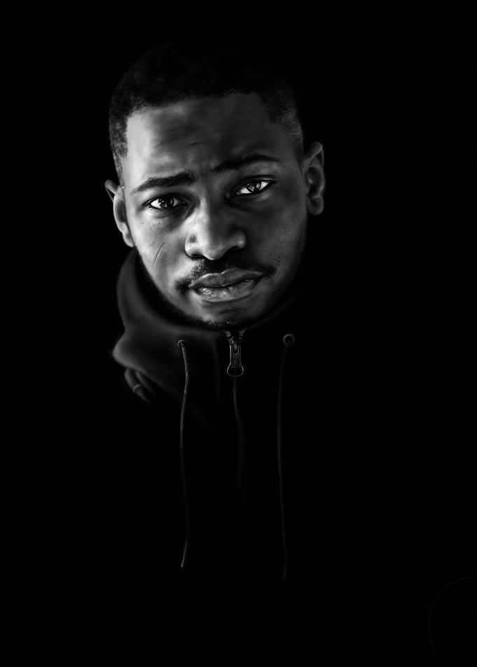 Black and White Portrait of a santan dave