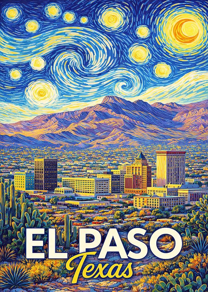 El Paso Texas Starry Night Painting