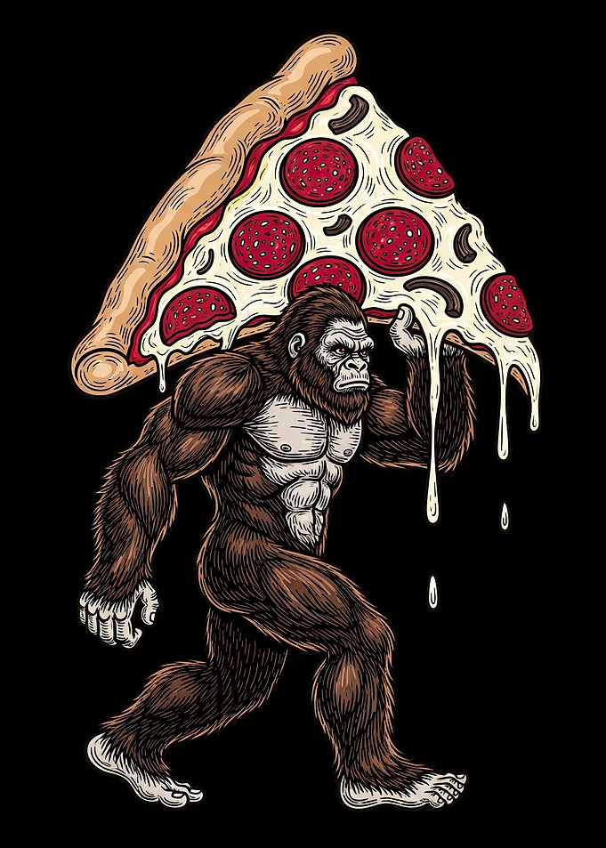 Gorilla Carrying Giant Pizza Slice