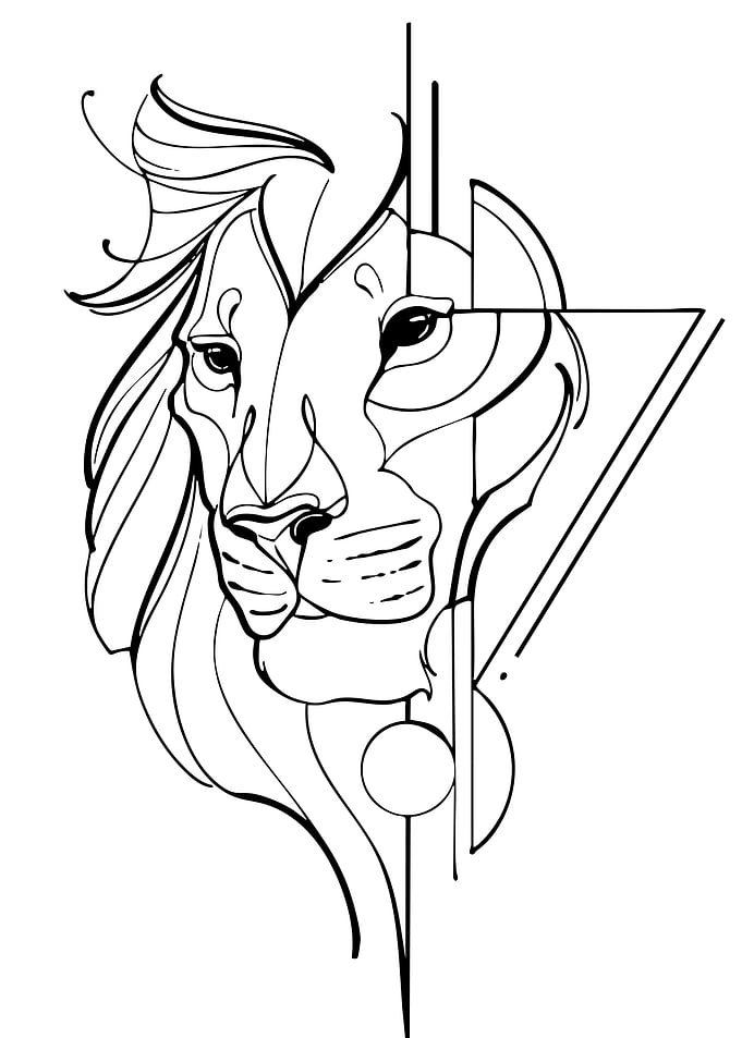 Geometric Lion Head Outline