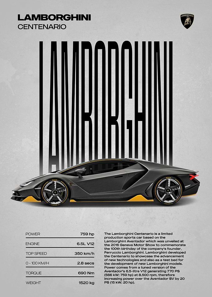 Lamborghini Centenario Poster