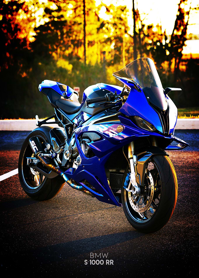Blue BMW S 1000 RR Motorcycle poster