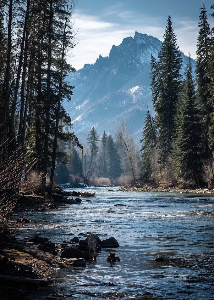 Mountain River Forest Landscape