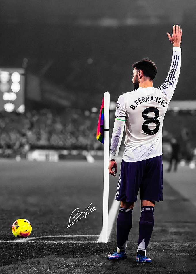 Bruno Fernandes waving on the field