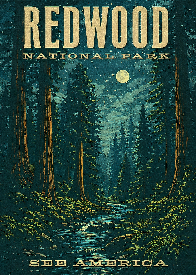 Redwood National Park Vintage Poster