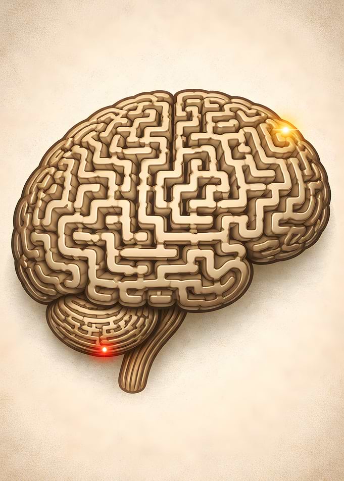 Brain Maze with Glowing Points
