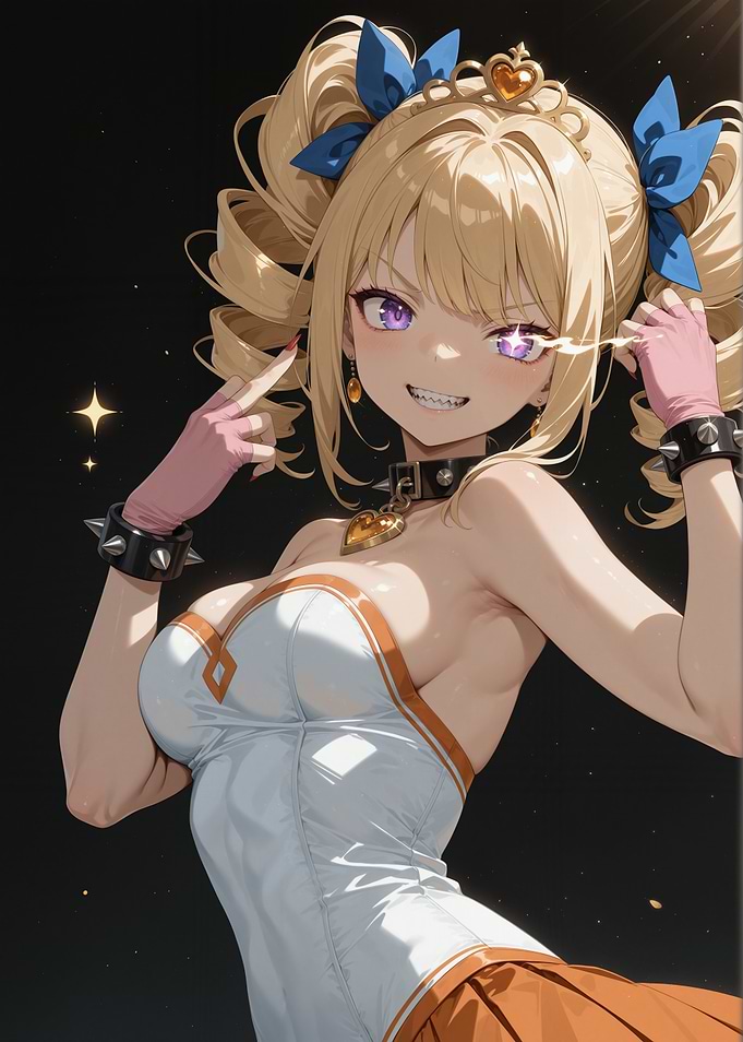 Anime Girl with Blonde Pigtails and Tiara
