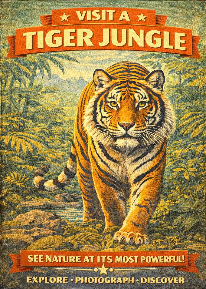Visit a Tiger Jungle Vintage Poster
