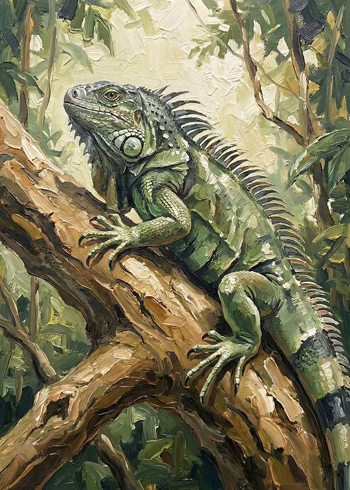 Iguana on a Tree Branch