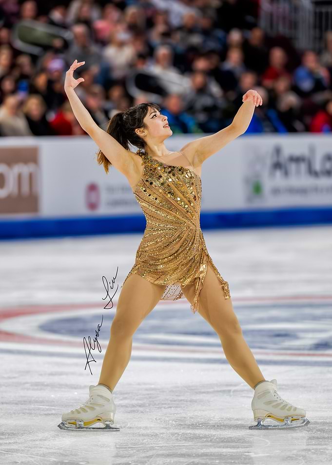 alysa liu in Gold Dress