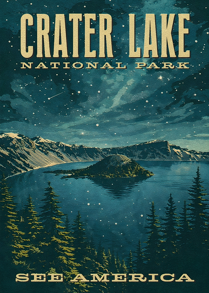 Crater Lake National Park Vintage Poster