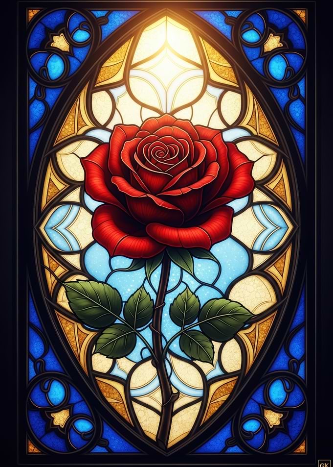 Red Rose Stained Glass