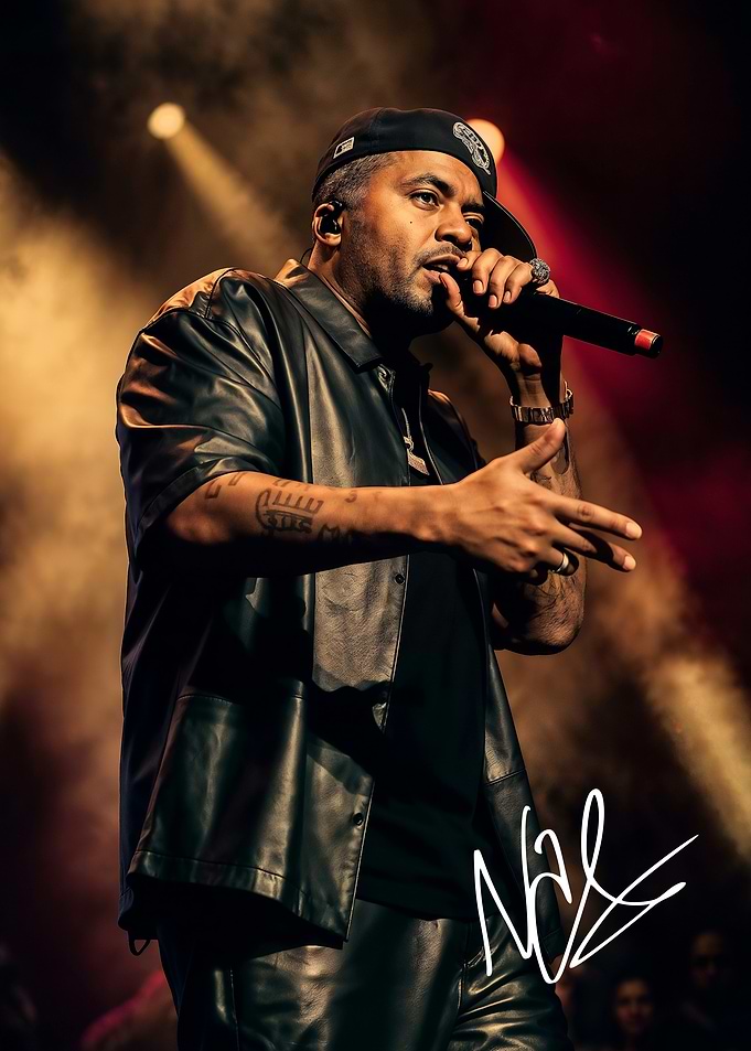 Rapper Nas Performing on Stage