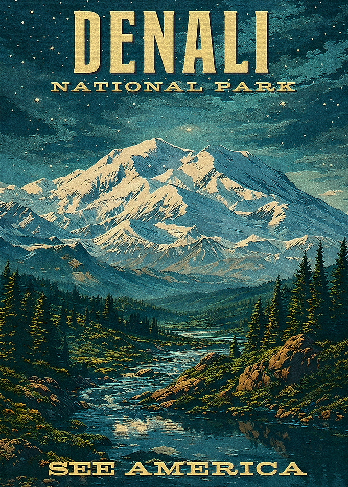 Denali National Park Vintage Poster