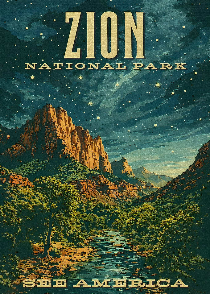 Zion National Park Vintage Poster