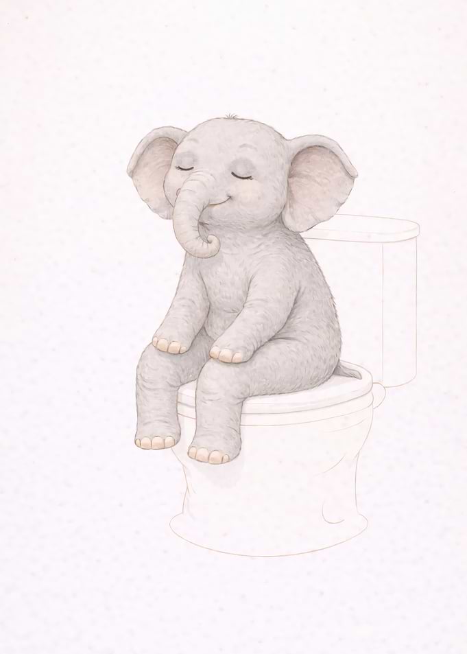 Cute Elephant on Toilet