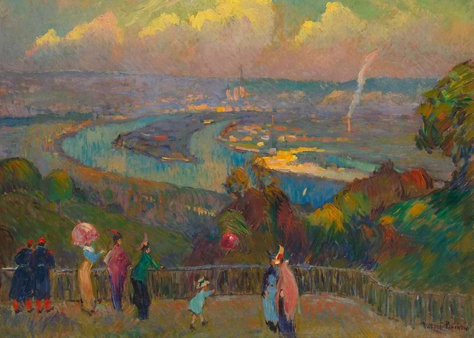 View of a River City from a Hilltop
